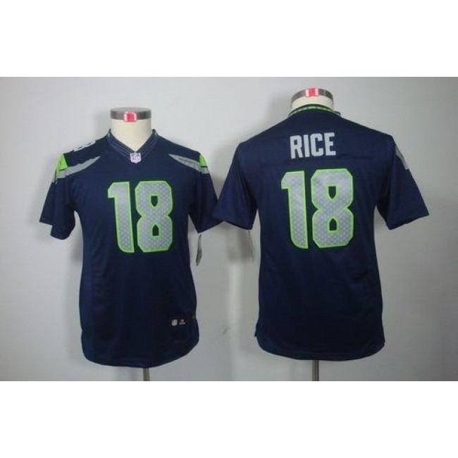 Seattle Seahawks #18 Sidney Rice Steel Blue Team Color Youth Stitched NFL Limited Jersey