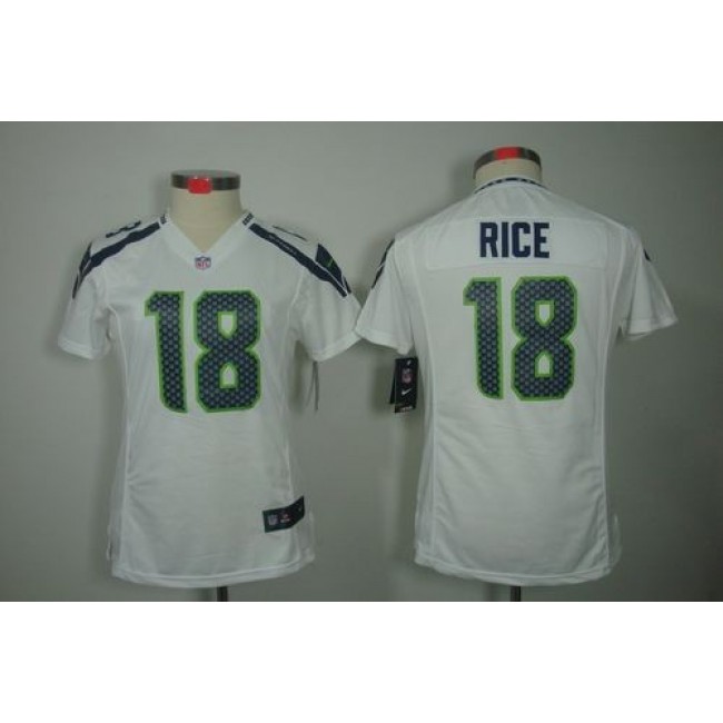 Women's Seahawks #18 Sidney Rice White Stitched NFL Limited Jersey