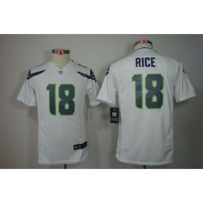 Seattle Seahawks #18 Sidney Rice White Youth Stitched NFL Limited Jersey