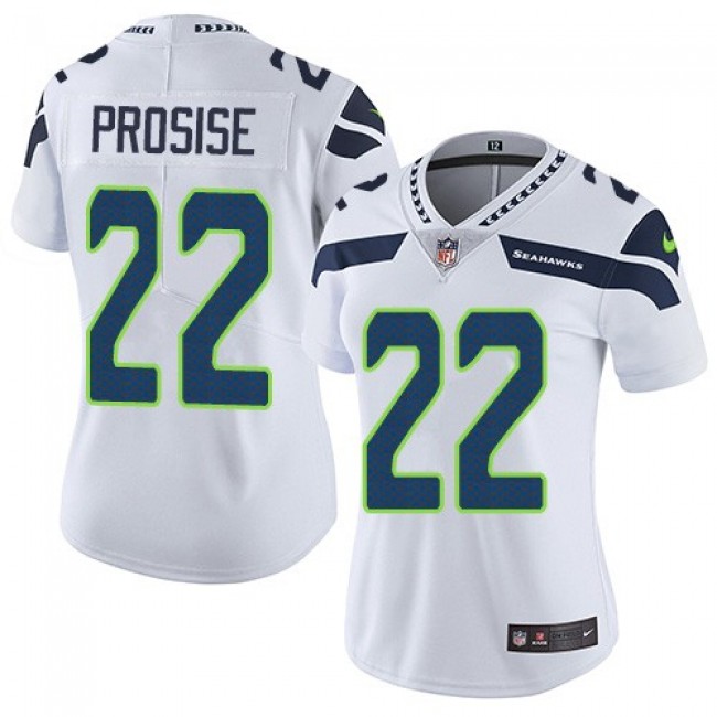 Women's Seahawks #22 C. J. Prosise White Stitched NFL Vapor Untouchable Limited Jersey