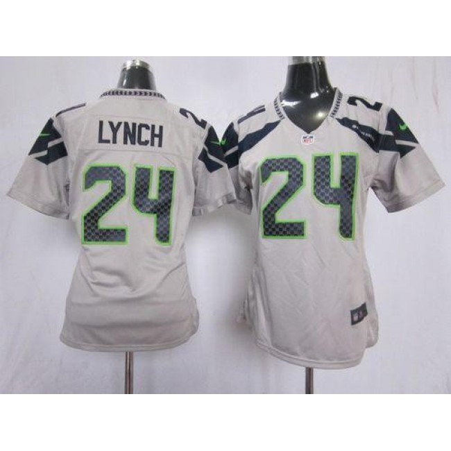 Women's Seahawks #24 Marshawn Lynch Grey Alternate Stitched NFL Elite Jersey