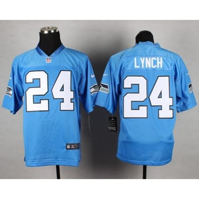 Nike Seahawks #24 Marshawn Lynch Light Blue Men's Stitched NFL Elite Jersey