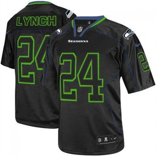 Seattle Seahawks #24 Marshawn Lynch Lights Out Black Youth Stitched NFL Elite Jersey
