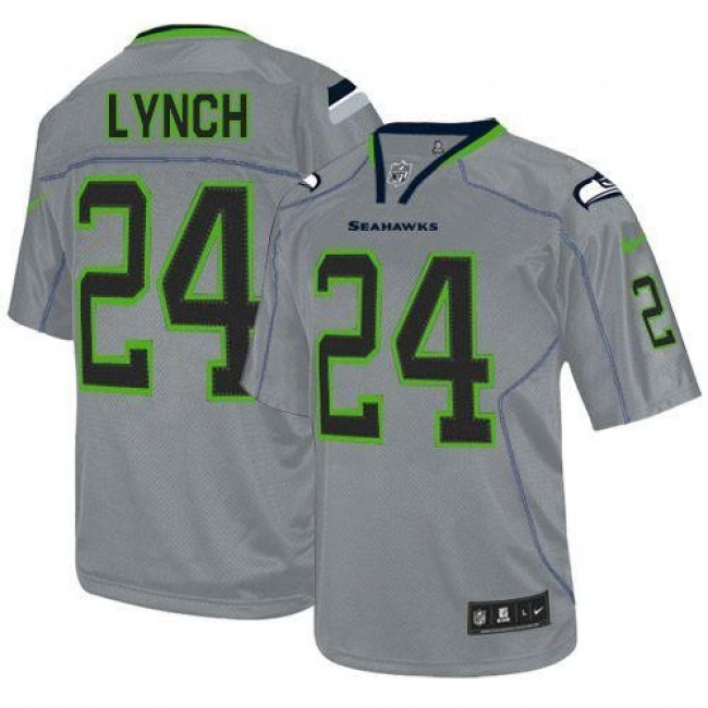 Seattle Seahawks #24 Marshawn Lynch Lights Out Grey Youth Stitched NFL Elite Jersey