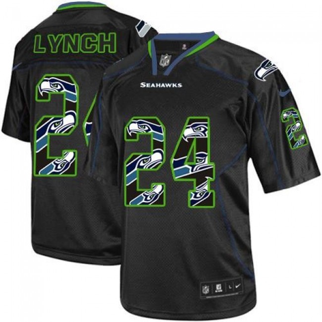 Seattle Seahawks #24 Marshawn Lynch New Lights Out Black Youth Stitched NFL Elite Jersey