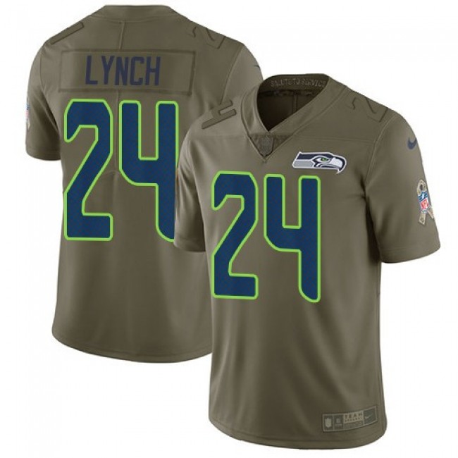 Nike Seahawks #24 Marshawn Lynch Olive Men's Stitched NFL Limited 2017 Salute to Service Jersey