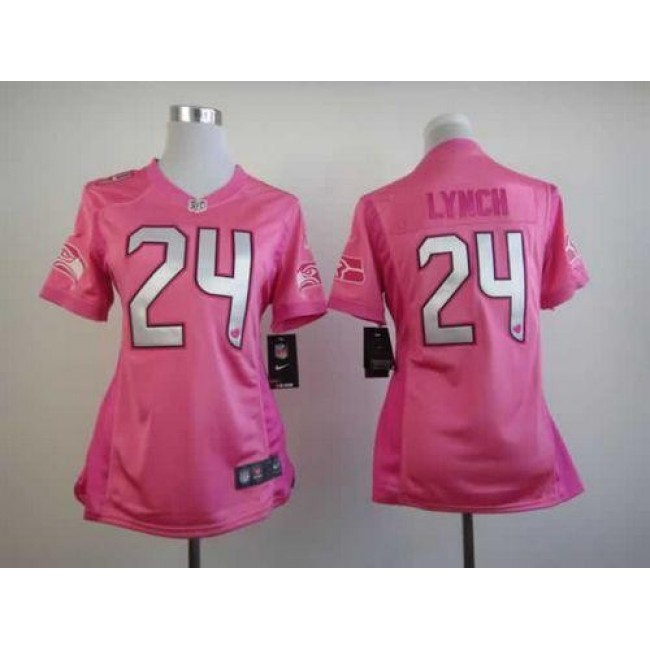 Women's Seahawks #24 Marshawn Lynch Pink Be Luv'd Stitched NFL Elite Jersey