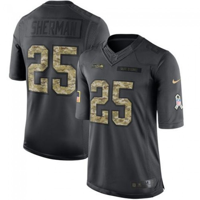 Seattle Seahawks #25 Richard Sherman Black Youth Stitched NFL Limited 2016 Salute to Service Jersey