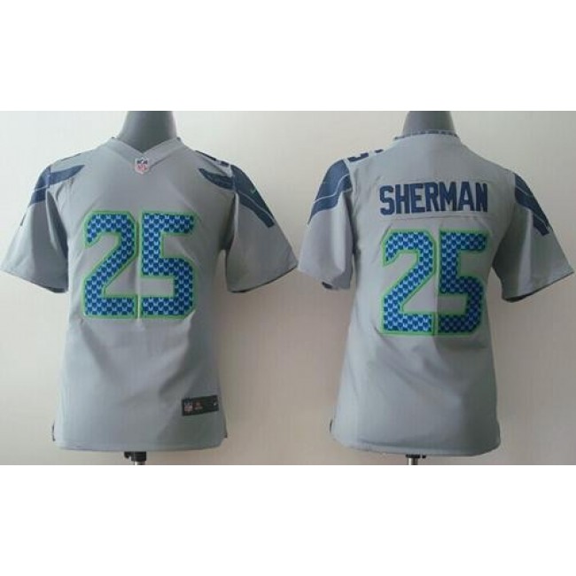 Seattle Seahawks #25 Richard Sherman Grey Alternate Youth Stitched NFL Elite Jersey