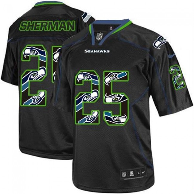 Seattle Seahawks #25 Richard Sherman New Lights Out Black Youth Stitched NFL Elite Jersey