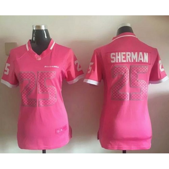 Women's Seahawks #25 Richard Sherman Pink Stitched NFL Elite Bubble Gum Jersey