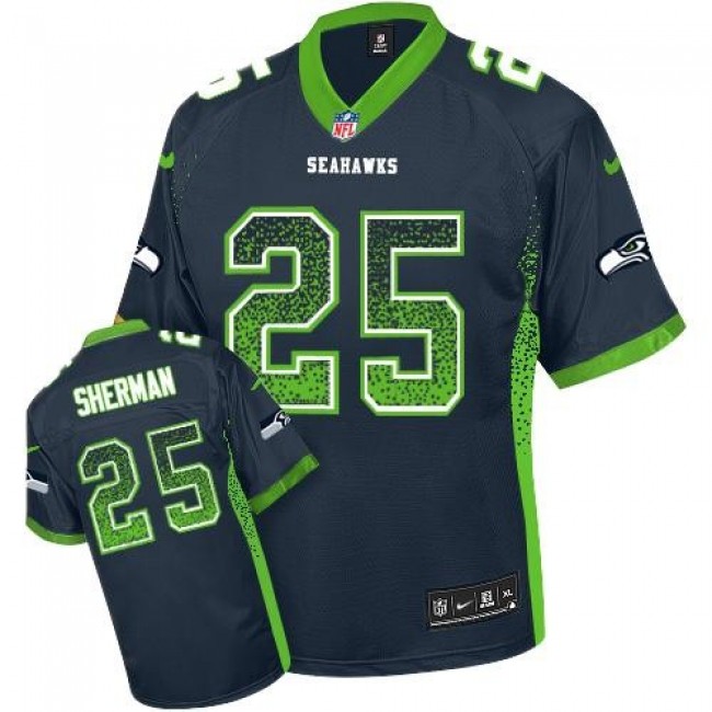 Seattle Seahawks #25 Richard Sherman Steel Blue Team Color Youth Stitched NFL Elite Drift Fashion Jersey