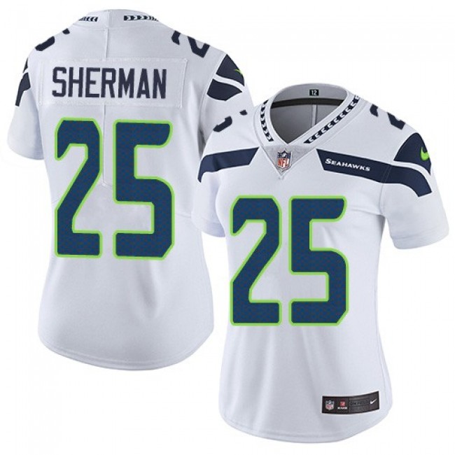 Women's Seahawks #25 Richard Sherman White Stitched NFL Vapor Untouchable Limited Jersey