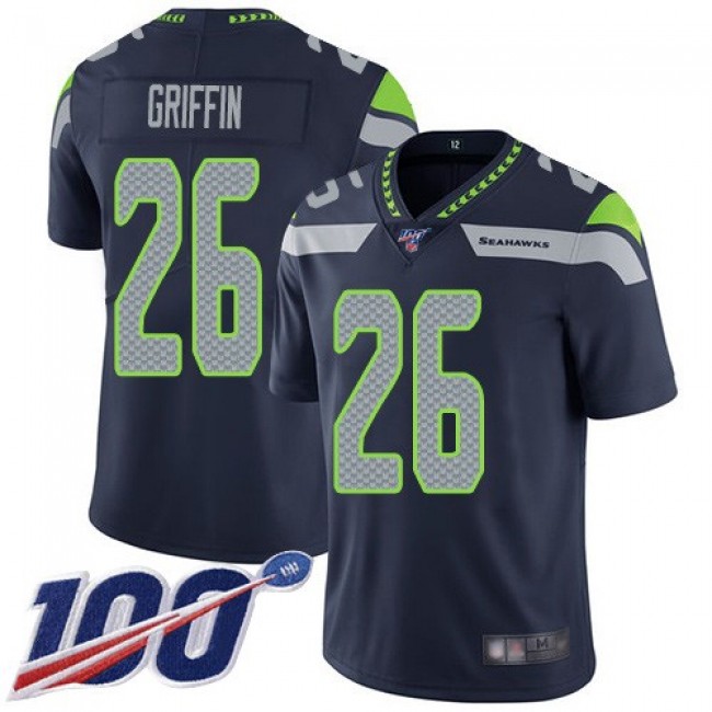 Nike Seahawks #26 Shaquem Griffin Steel Blue Team Color Men's Stitched NFL 100th Season Vapor Limited Jersey