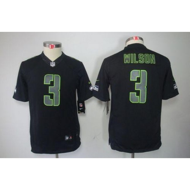 Seattle Seahawks #3 Russell Wilson Black Impact Youth Stitched NFL Limited Jersey