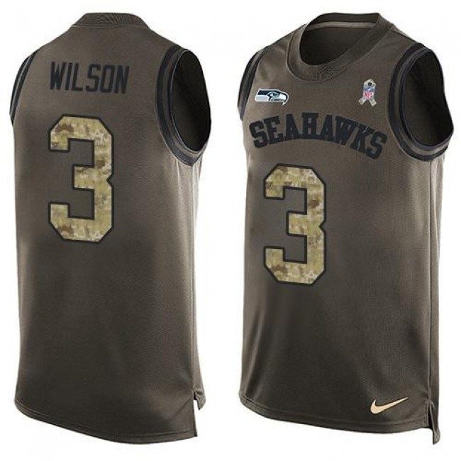 العاب كلاب Nike Seattle Seahawks #3 Russell Wilson Green Men's Stitched NFL Limited Salute To Service Tank Top Jersey النمط الغربي