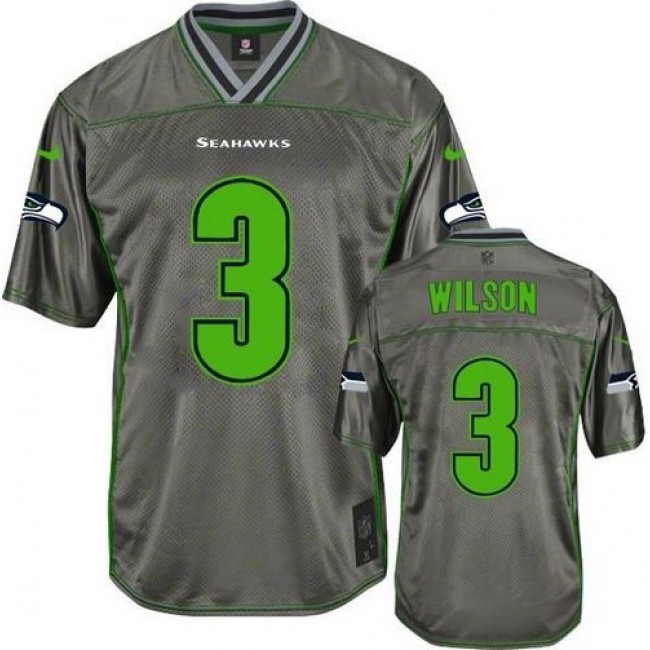Seattle Seahawks #3 Russell Wilson Grey Youth Stitched NFL Elite Vapor Jersey