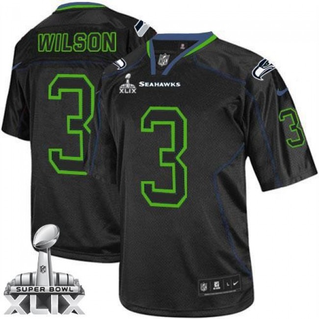 Seattle Seahawks #3 Russell Wilson Lights Out Black Super Bowl XLIX Youth Stitched NFL Elite Jersey