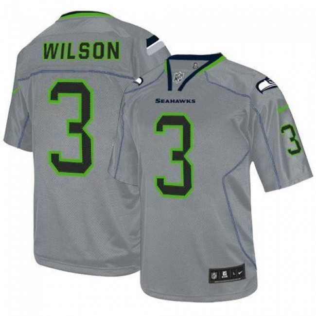Seattle Seahawks #3 Russell Wilson Lights Out Grey Youth Stitched NFL Elite Jersey