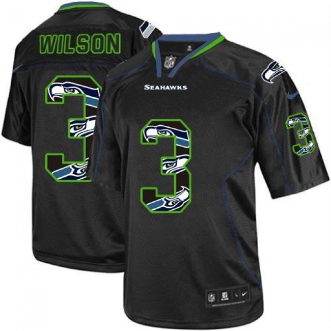 Seattle Seahawks #3 Russell Wilson New Lights Out Black Youth Stitched NFL Elite Jersey