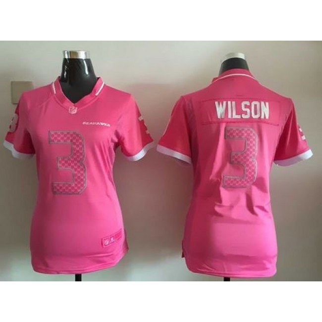 Women's Seahawks #3 Russell Wilson Pink Stitched NFL Elite Bubble Gum Jersey