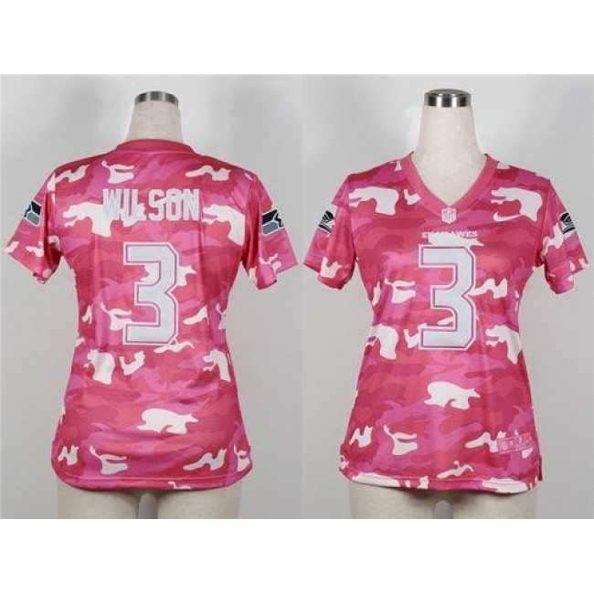 Women's Seahawks #3 Russell Wilson Pink Stitched NFL Elite Camo Jersey