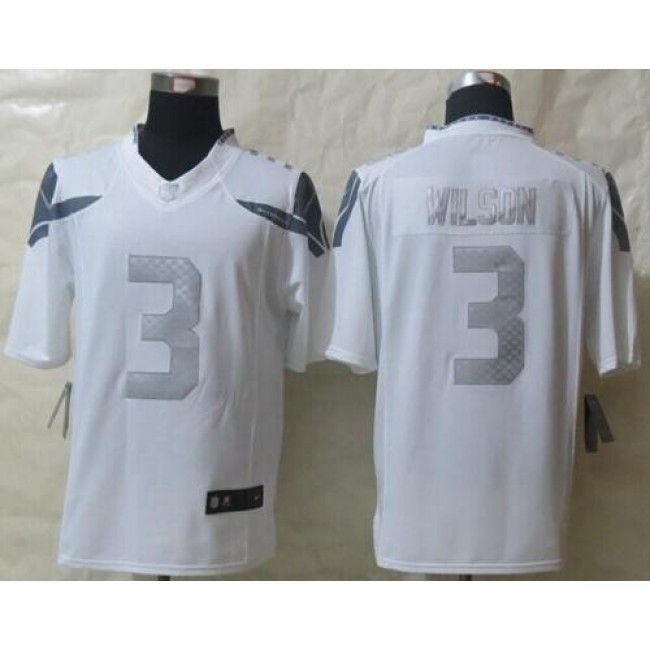 Nike Seahawks #3 Russell Wilson White Men's Stitched NFL Limited Platinum Jersey