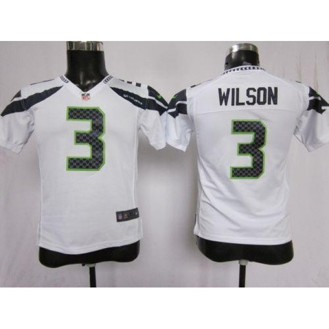 Seattle Seahawks #3 Russell Wilson White Youth Stitched NFL Elite Jersey