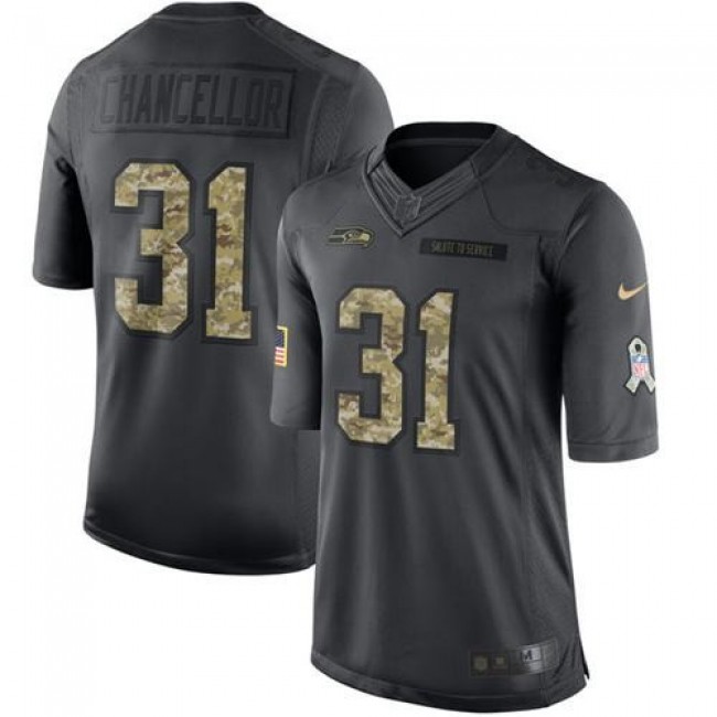 Seattle Seahawks #31 Kam Chancellor Black Youth Stitched NFL Limited 2016 Salute to Service Jersey