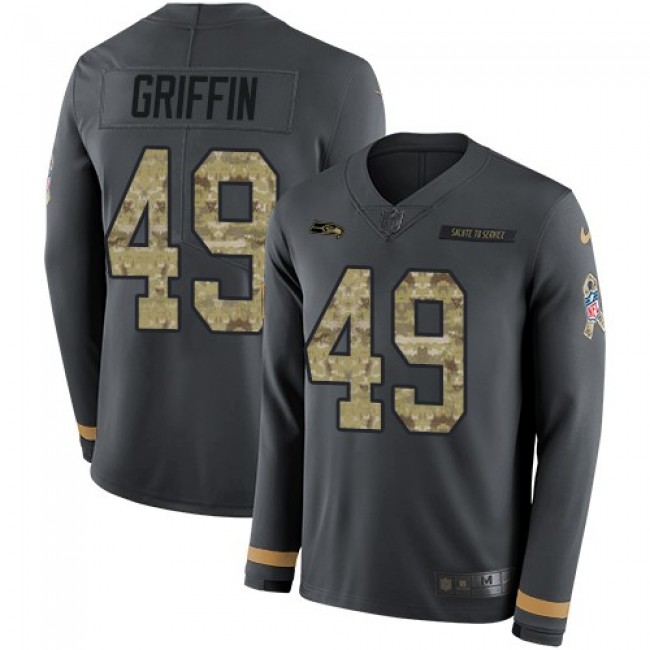 Nike Seahawks #49 Shaquem Griffin Anthracite Salute to Service Men's Stitched NFL Limited Therma Long Sleeve Jersey