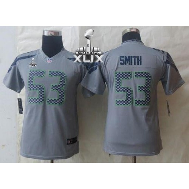 Seattle Seahawks #53 Malcolm Smith Grey Alternate Super Bowl XLIX Youth Stitched NFL Limited Jersey