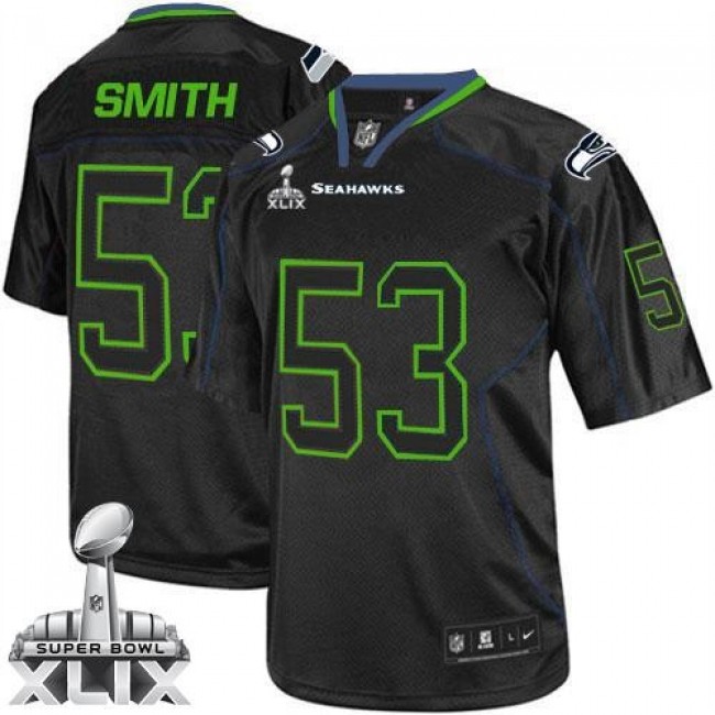Seattle Seahawks #53 Malcolm Smith Lights Out Black Super Bowl XLIX Youth Stitched NFL Elite Jersey