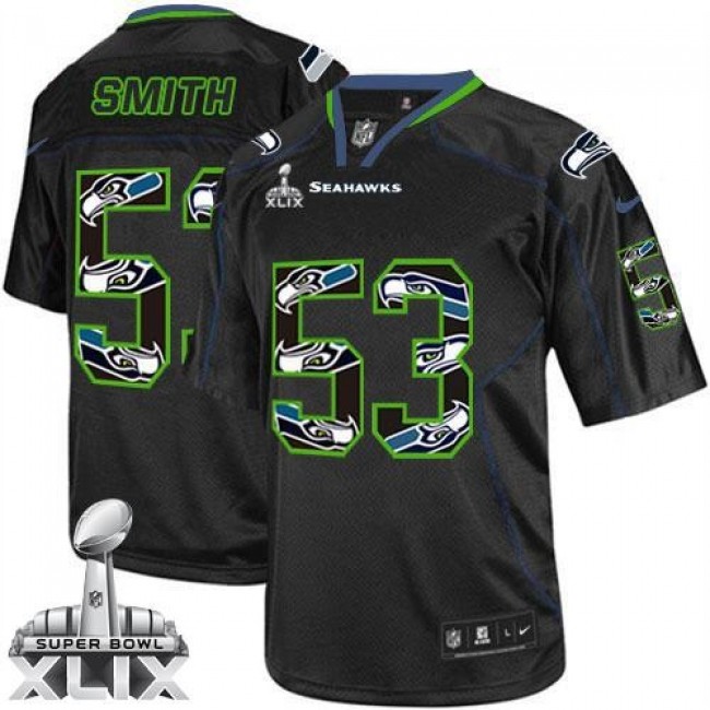 Seattle Seahawks #53 Malcolm Smith New Lights Out Black Super Bowl XLIX Youth Stitched NFL Elite Jersey