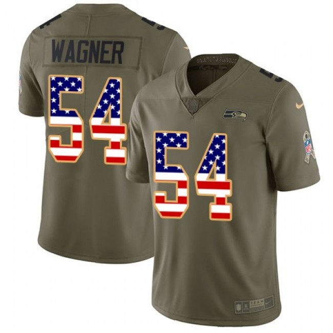 Nike Seahawks #54 Bobby Wagner Olive/USA Flag Men's Stitched NFL Limited 2017 Salute To Service Jersey