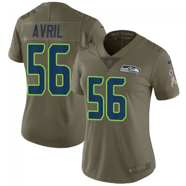 Women's Seahawks #56 Cliff Avril Olive Stitched NFL Limited 2017 Salute to Service Jersey