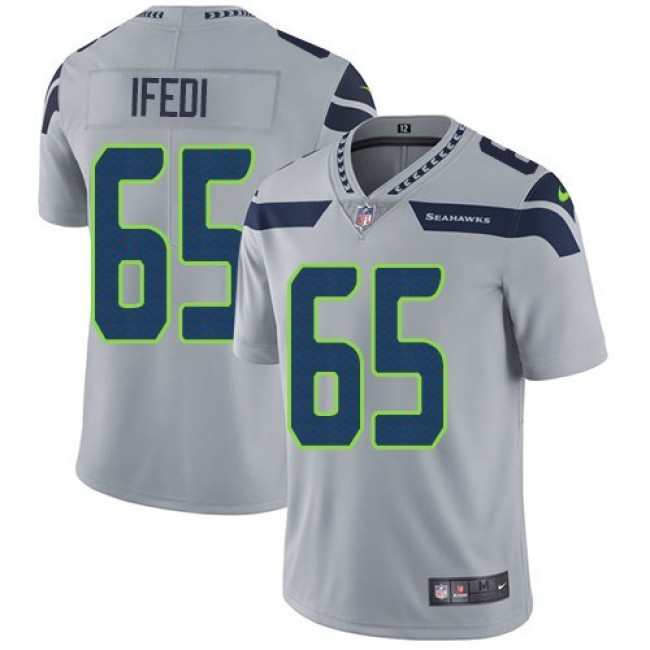Nike Seahawks #65 Germain Ifedi Grey Alternate Men's Stitched NFL Vapor Untouchable Limited Jersey
