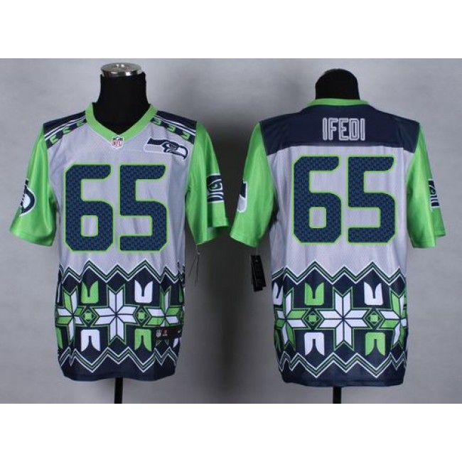 Nike Seahawks #65 Germain Ifedi Grey Men's Stitched NFL Elite Noble Fashion Jersey