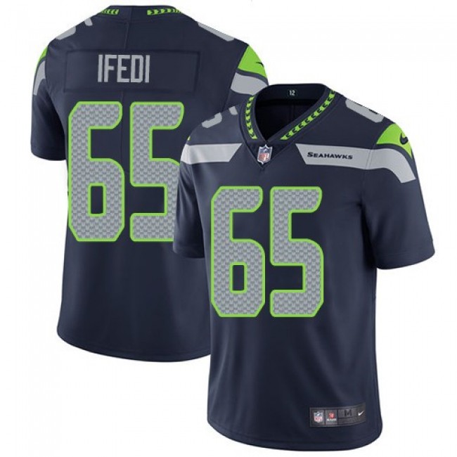 Nike Seahawks #65 Germain Ifedi Steel Blue Team Color Men's Stitched NFL Vapor Untouchable Limited Jersey