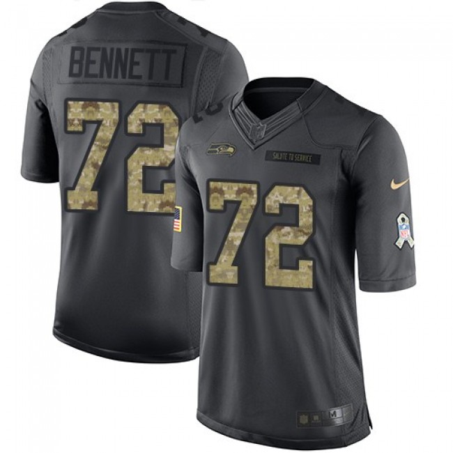 Seattle Seahawks #72 Michael Bennett Black Youth Stitched NFL Limited 2016 Salute to Service Jersey