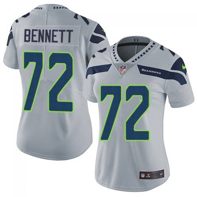 Women's Seahawks #72 Michael Bennett Grey Alternate Stitched NFL Vapor Untouchable Limited Jersey