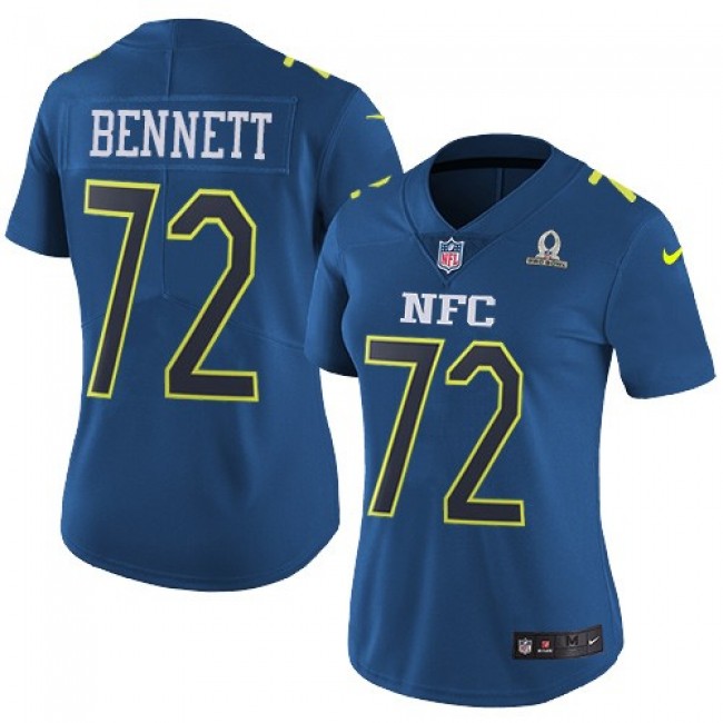 Women's Seahawks #72 Michael Bennett Navy Stitched NFL Limited NFC 2017 Pro Bowl Jersey