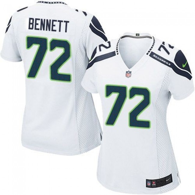 Women's Seahawks #72 Michael Bennett White Stitched NFL Elite Jersey