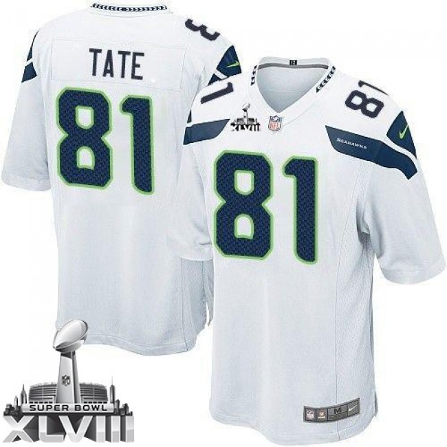 Seattle Seahawks #81 Golden Tate White Super Bowl XLVIII Youth Stitched NFL Elite Jersey