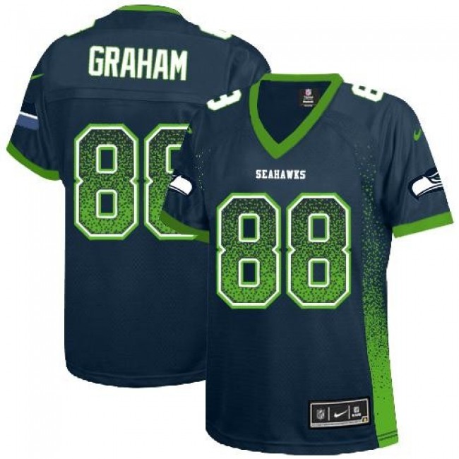 Women's Seahawks #88 Jimmy Graham Steel Blue Team Color Stitched NFL Elite Drift Jersey