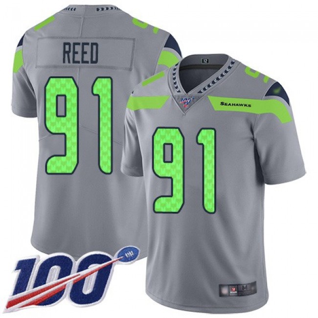 Nike Seahawks #91 Jarran Reed Gray Men's Stitched NFL Limited Inverted Legend 100th Season Jersey