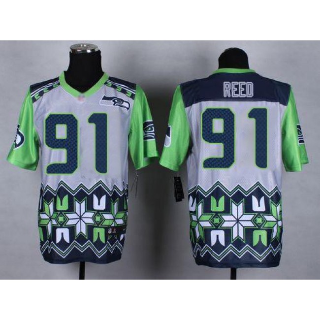 Nike Seahawks #91 Jarran Reed Grey Men's Stitched NFL Elite Noble Fashion Jersey