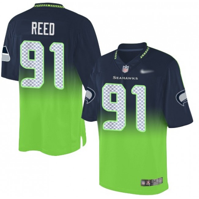 Nike Seahawks #91 Jarran Reed Steel Blue/Green Men's Stitched NFL Elite Fadeaway Fashion Jersey