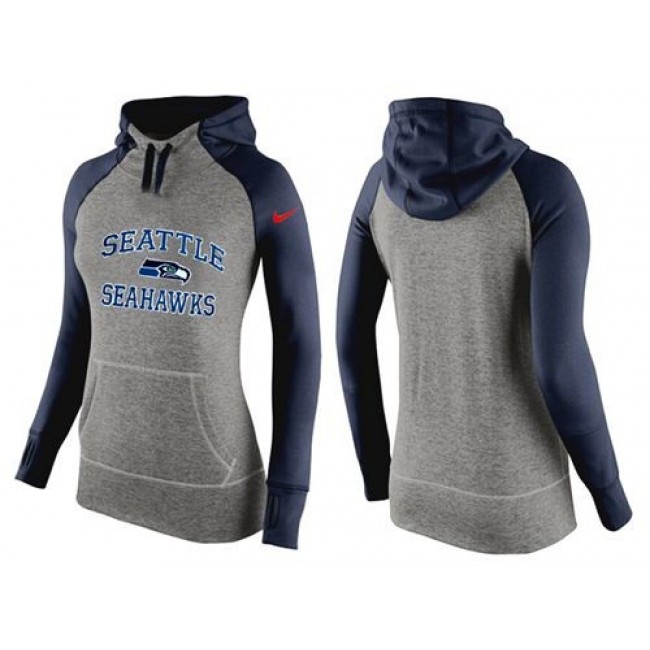 Women's Seattle Seahawks Hoodie Grey Dark Blue-2 Jersey