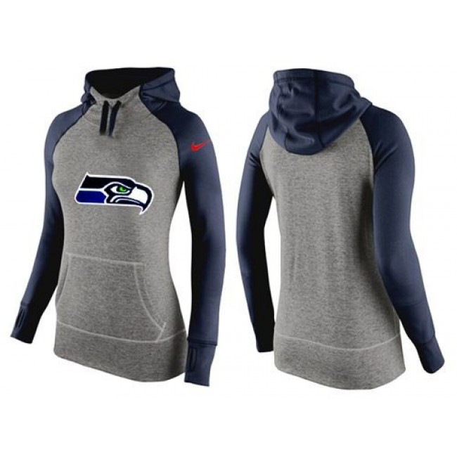 Women's Seattle Seahawks Hoodie Grey Dark Blue-3 Jersey