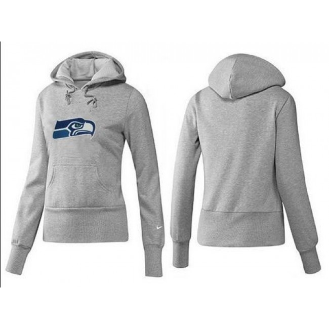 Women's Seattle Seahawks Logo Pullover Hoodie Grey Jersey